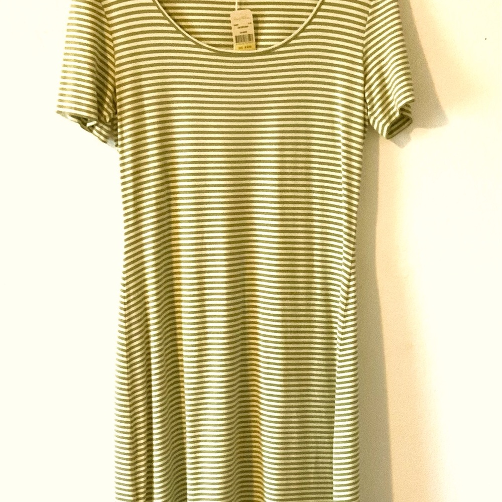 Tommy Bahama Olive and White Striped Mini Dress